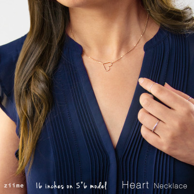 Heart Necklace - Dainty Heart Necklace - Silver - Gold or Rose Gold HW
