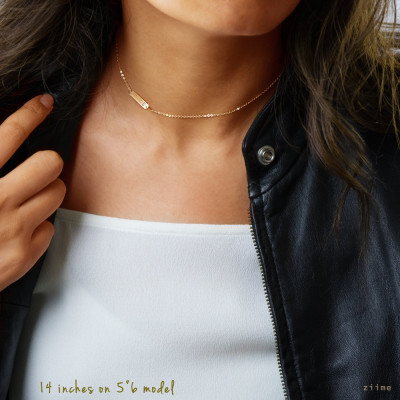 Initial Choker Necklace - Simple Choker Gold - Chain Choker - Personalized bar in Sterling Silver - Rose Gold Filled - Gold Filled