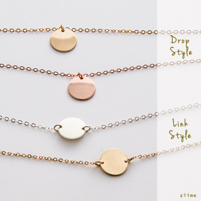 Personalized choker - Gold Choker - Initial Necklace - Small Circle Necklace - Coin Disc - Silver Choker - Gold Choker - Rose Gold Choker