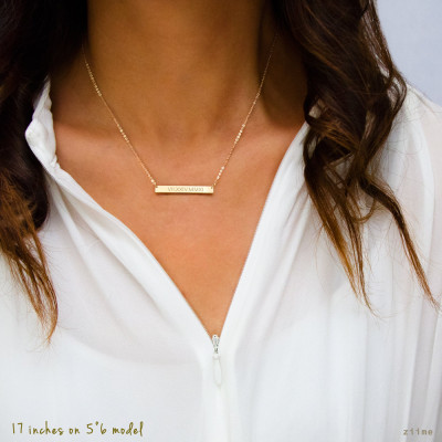 Roman Numerals Necklace - Roman Dates Bar Necklace - Custom Engraved Bar - Gold Filled - Silver - Rose Gold - Silver bar