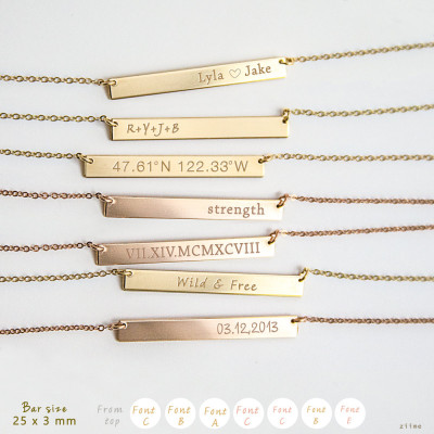 Skinny bar Necklace - small bar necklace - Initials Necklace - Name plate - Gold - Silver - Rose Gold - Bridesmaid Gift - Bridesmaids Necklace