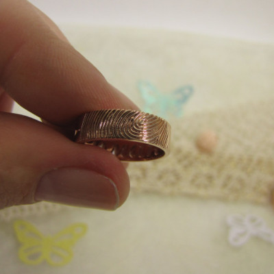 Personalized Ring - Fingerprints Ring - Unique Wedding Ring - Wedding Bend - Memorial Ring - Custom Order Ring - Gold Ring - Precious Wedding Ring