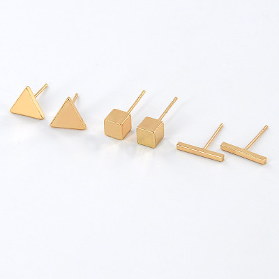 3 Sets Small Gold Stud Earrings · Tiny GOLD Earrings · Minimal Gold Earrings · Simple Stud Earrings · Gold Bar Earrings