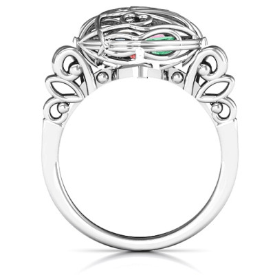 Encased in Love Caged Hearts Ring with Butterfly Wings Band