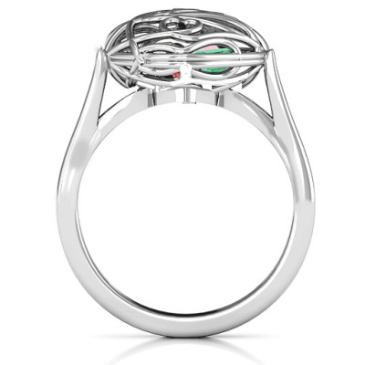 Encased in Love Caged Hearts Ring with Ski Tip Band