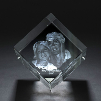Square Crystal With Photo/Text Engraved Inside