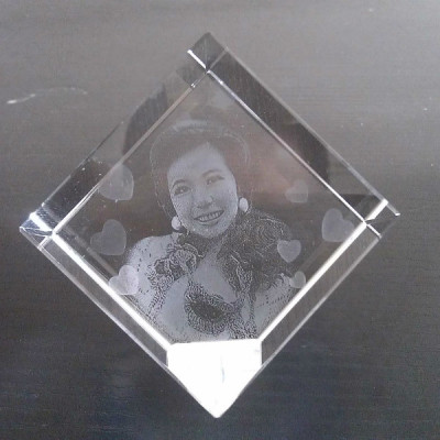 Square Crystal With Photo/Text Engraved Inside