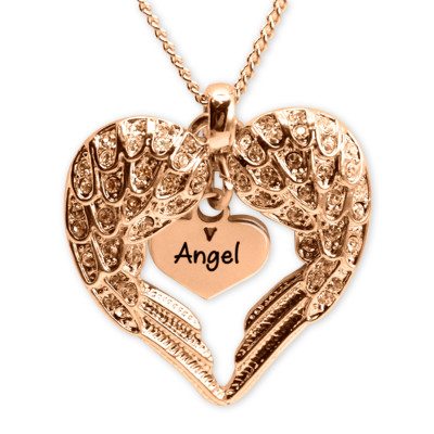 Personalized Angels Heart Necklace with Heart Insert - 
