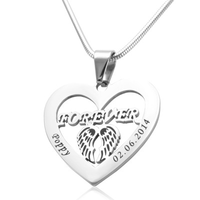 Personalized Angel in My Heart Necklace - Sterling Silver