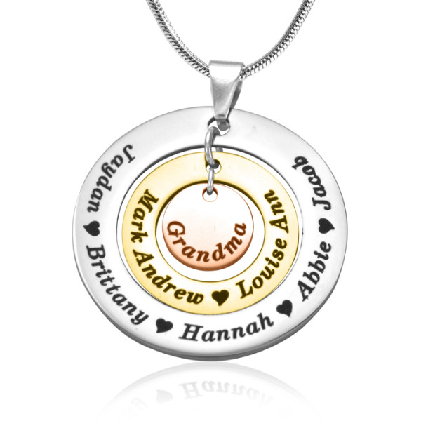 Personalized Circles of Love Necklace - Three Tone - Rose Gold Silver