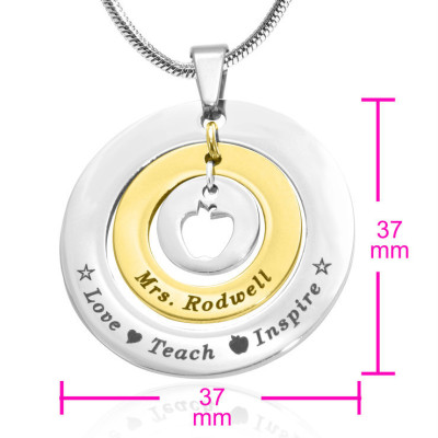 Personalized Circles of Love Necklace Teacher - TWO TONE - Gold  Silver