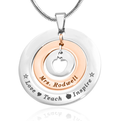 Personalized Circles of Love Necklace Teacher - TWO TONE - Rose Gold  Silver