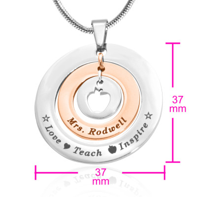 Personalized Circles of Love Necklace Teacher - TWO TONE - Rose Gold  Silver