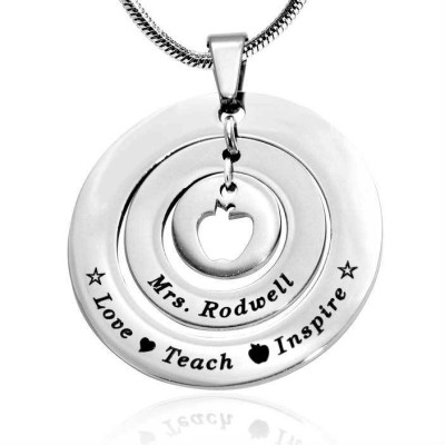 Personalized Circles of Love Necklace Teacher - Sterling Silver