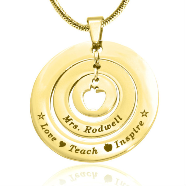 Personalized Circles of Love Necklace Teacher - 18ct Gold