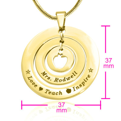 Personalized Circles of Love Necklace Teacher - 18ct Gold