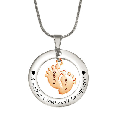 Personalized Cant Be Replaced Necklace - Single Feet 18mm - Two Tone - 