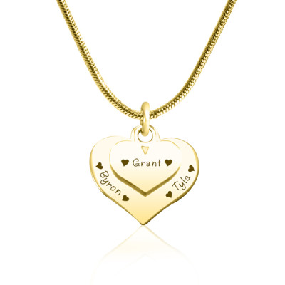 Personalized Double Heart Necklace - 18ct Gold