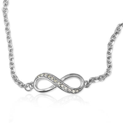 Personalized  Crystal Infinity Bracelet - Sterling Silver