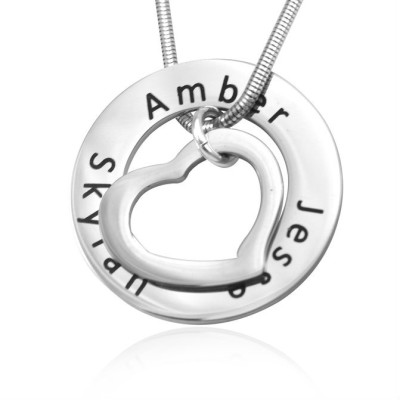 Personalized Heart Washer Necklace