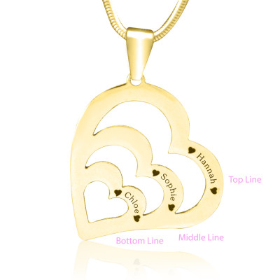 Personalized Hearts of Love Necklace - 18ct Gold