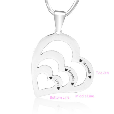 Personalized Hearts of Love Necklace - Sterling Silver