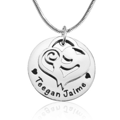 Personalized Mother's Disc Single Necklace - Sterling Silver