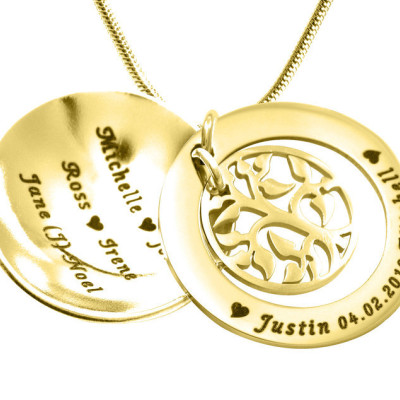 Personalized My Family Tree Dome Necklace - 18ct Gold