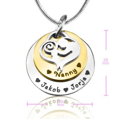 Personalized Mother's Disc Double Necklace - Two Tone - Gold  Silver
