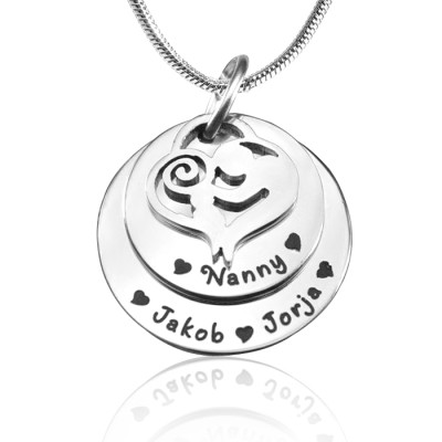 Personalized Mother's Disc Double Necklace - Sterling Silver