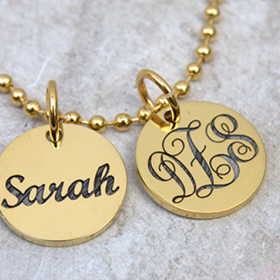 Personalized Monogram Initial Disc Necklace