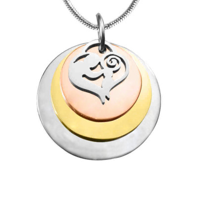 Personalized Mother's Disc Triple Necklace - Three Tone - Rose Gold Silver