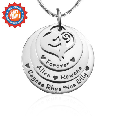 Personalized Mother's Disc Triple Necklace - Sterling Silver