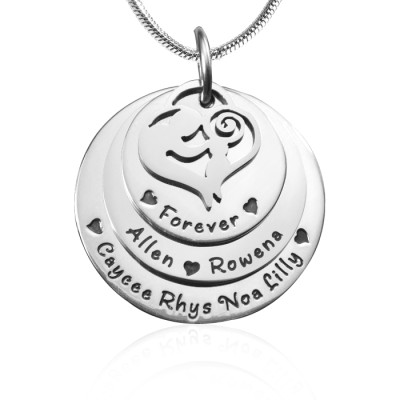 Personalized Mother's Disc Triple Necklace - Sterling Silver