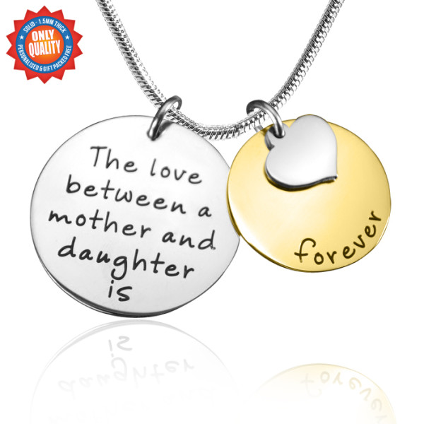 Personalized Mother Forever Necklace - Two Tone - Gold  Silver