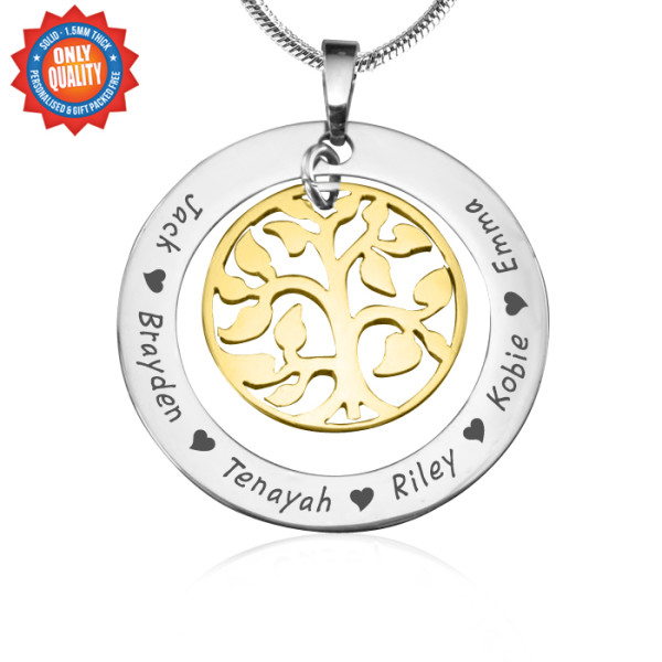 Personalized My Family Tree Necklace - Two Tone - Gold Tree