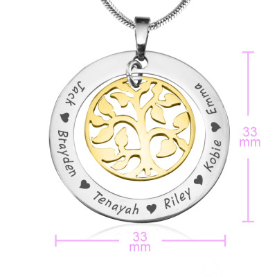 Personalized My Family Tree Necklace - Two Tone - Gold Tree