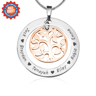 Personalized My Family Tree Necklace - Two Tone - Rose Gold Tree