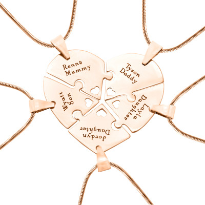Personalized Penta Heart Puzzle - Five Personalized Necklaces