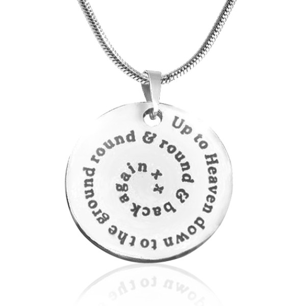 Personalized Swirls of Time Disc Necklace - Sterling Silver