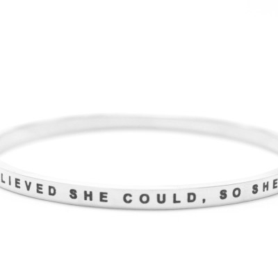 Personalized She Believed She Could Bangle 18ct Gold