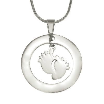 Personalized Cant Be Replaced Necklace - Single Feet 18mm - Sterling Silver