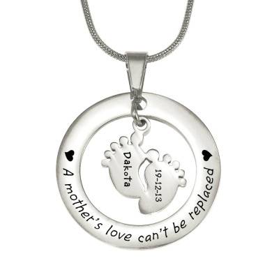 Personalized Cant Be Replaced Necklace - Single Feet 18mm - Sterling Silver