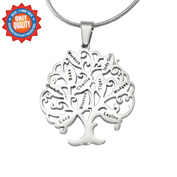 Personalized Tree of My Life Necklace 10 - Sterling Silver