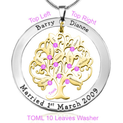Personalized Tree of My Life Washer 10 - Two Tone - Gold Tree