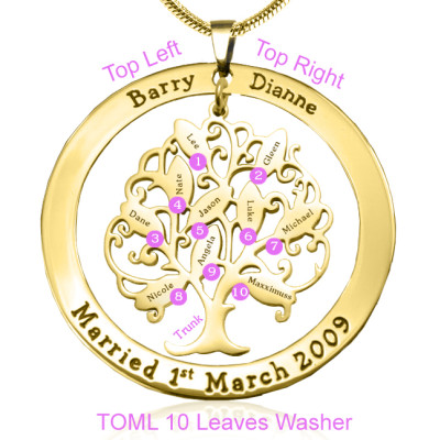 Personalized Tree of My Life Washer Necklace 10 - 18ct Gold