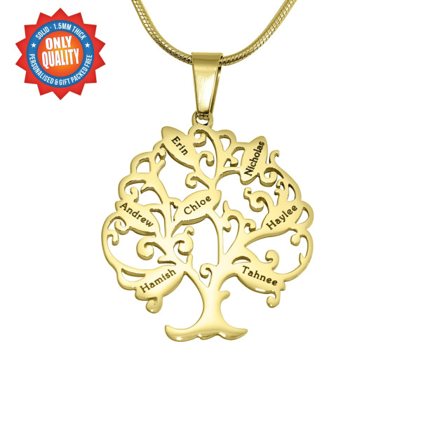 Personalized Tree of My Life Necklace 7 - 18ct Gold