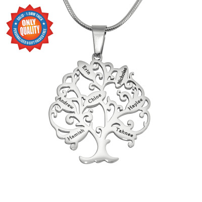 Personalized Tree of My Life Necklace 7 - Sterling Silver