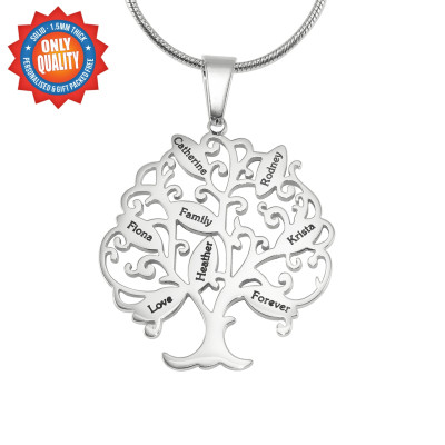 Personalized Tree of My Life Necklace 8 - Sterling Silver