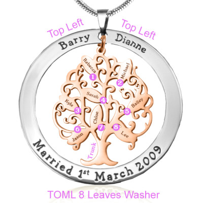 Personalized Tree of My Life Washer 8 - Two Tone - Rose Gold Tree